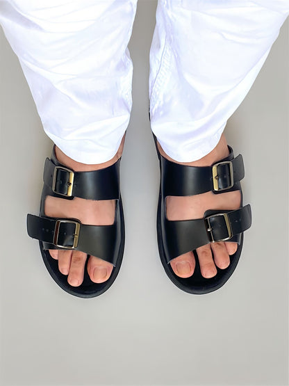 Sandalia Dos Hebillas color negro